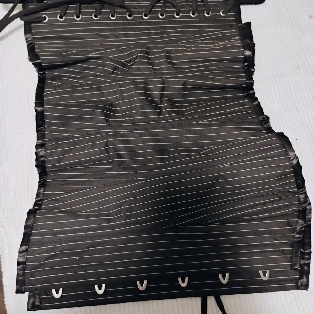 Black Corset with White Stripes